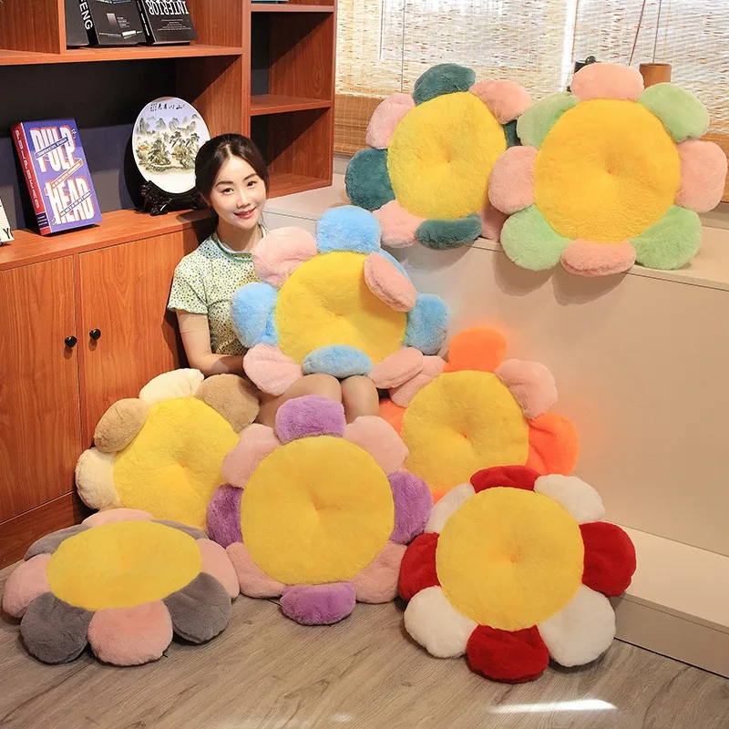 

Fresh Colorful Daisy Flower Plush Pillow Toy Soft Cartoon Plant Stuffed Doll Chair Cushion Car Pillow Kids Lovers Birthday Gift