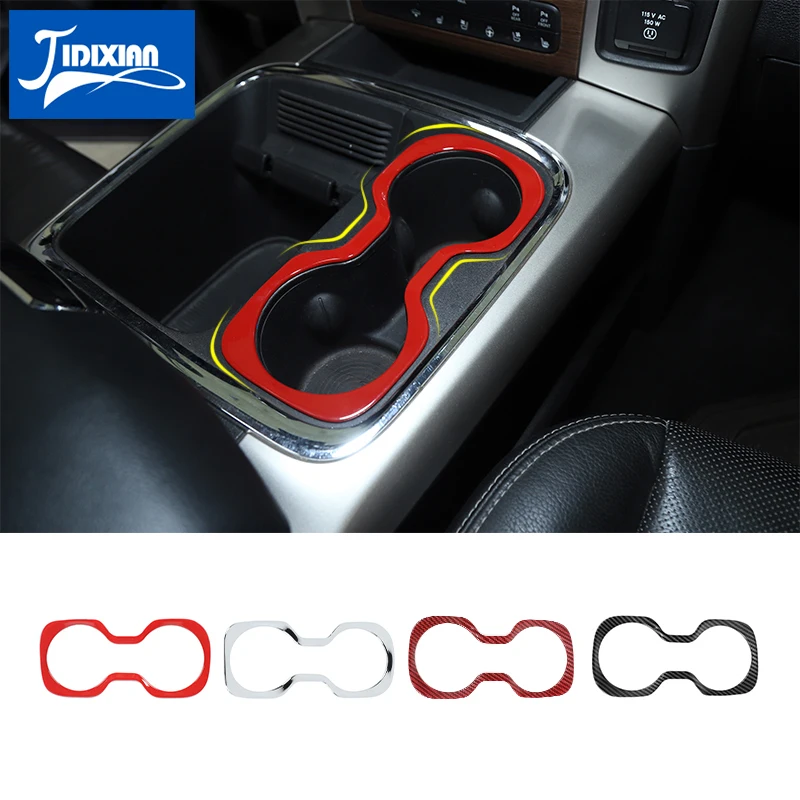 

JIDIXIAN Soft Carbon Fiber Car Front Storage Box Cup Holder Decorative Ring Cover for Dodge Ram 2010-2017 Interior Accessories