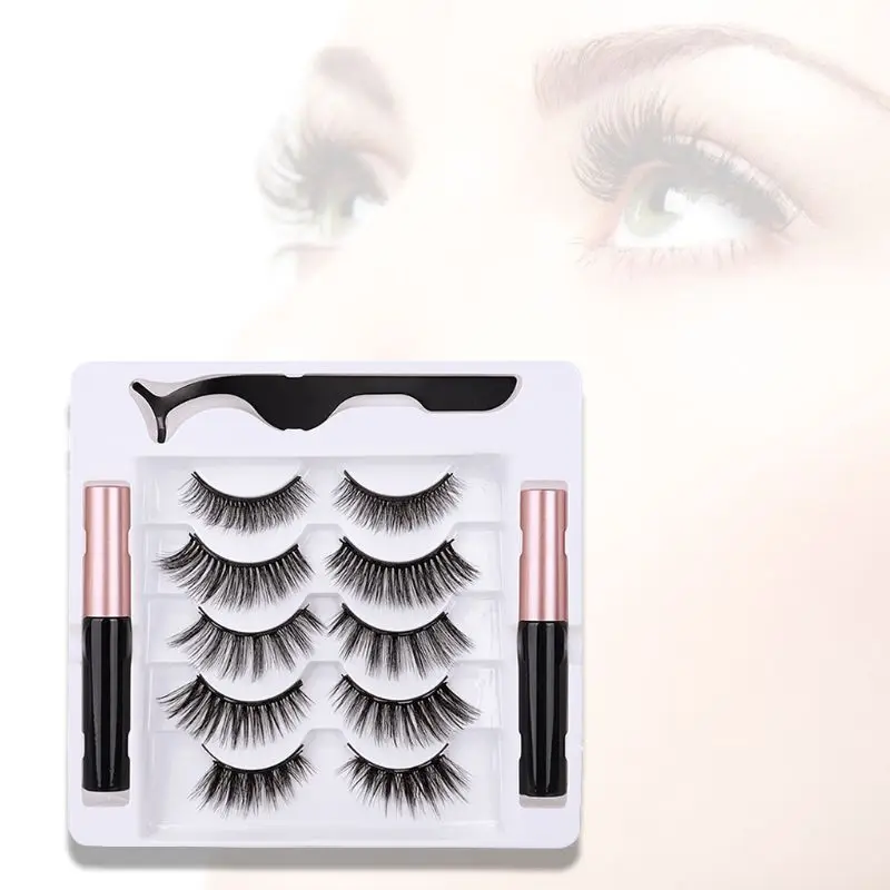 5 пар 3D Магнитные ресницы с магнитной подводкой для глаз и пинцетом набор длинных