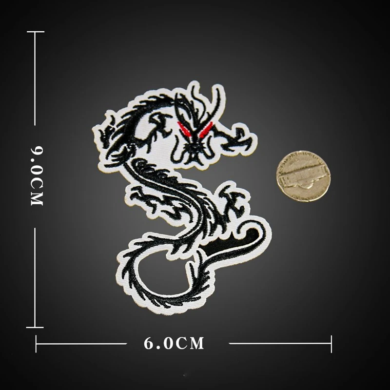 Высококачественные черные нашивки с китайским драконом вышитые мотивы нашивка