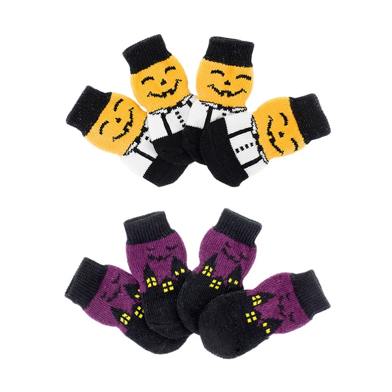 Противоскользящая подошва лапа Хэллоуин Pet водонепроницаемые тыквенные носки