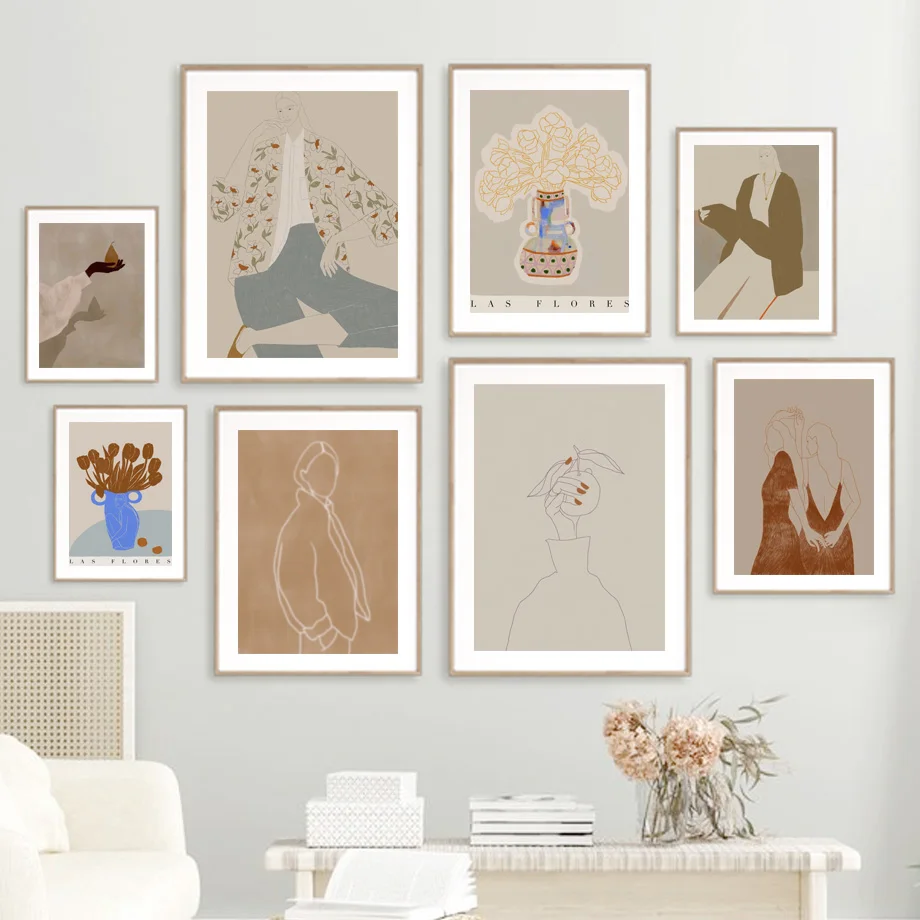 

Abstract Line Girl Vase Minimalism Wall Art Canvas Painting Nordic Posters And Prints Wall Pictures For Living Room Home Decor