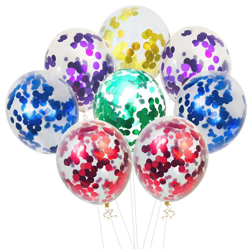 

10 pcs 12 inch transparent sequined latex balloon Mother's Day Valentine's Day birthday party decoration confetti balloon