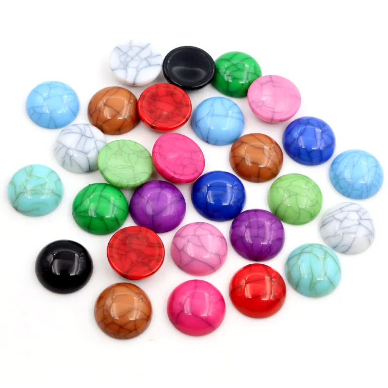 40pcs/lot 8mm 10mm 12mm Mix crack Colors Natural Cracked Style Flat back Resin Cabochons For Bracelet Earrings accessories