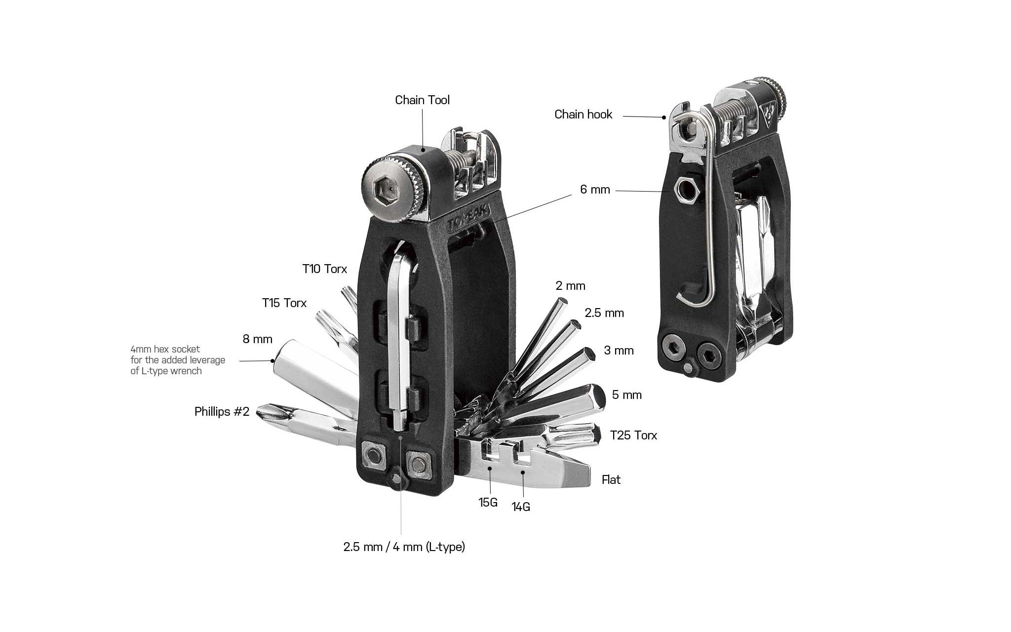 Многофункциональный инструмент TOPEAK Ninja 16+ 16 Funcion Mini Tool W/0 Bag|Инструменты для