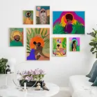 Картина на холсте в скандинавском стиле с изображением Африканской черной женщины