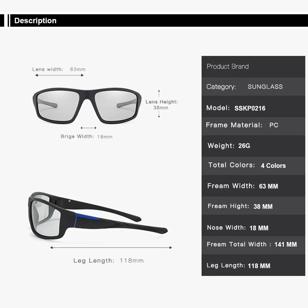 AIELBRO Men's Glasses Photochromic Cycling Sunglasses Sports Hiking Fishing Running Man | Спорт и развлечения