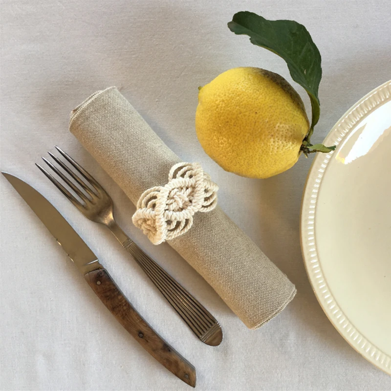 6pcs Macrame Napkin Ring Set Boho Handmade Holders For Wedding Party Table Decoration | Дом и сад