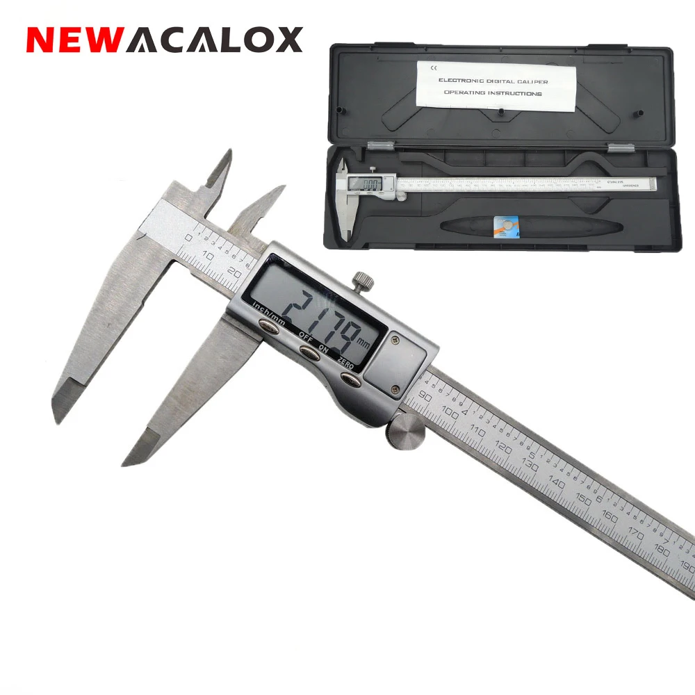 NEWACALOX 12 дюймов/300 мм LCD цифровой измерительный инструмент штангенциркуль из