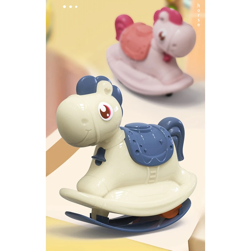 

2 in 1 Cartoon Trojan Friction Car Children Press Sliding Toy Rocking Horse Model Trojan Inertia Car Toy