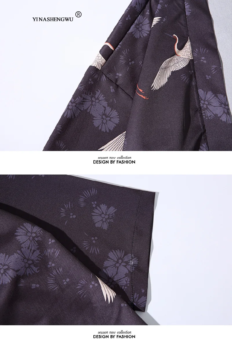 Yukata Женские кимоно кардиган для мужчин традиционное японское кимоно унисекс Harajuku пляжная свободная тонкая рубашка кран печати блузки пальто