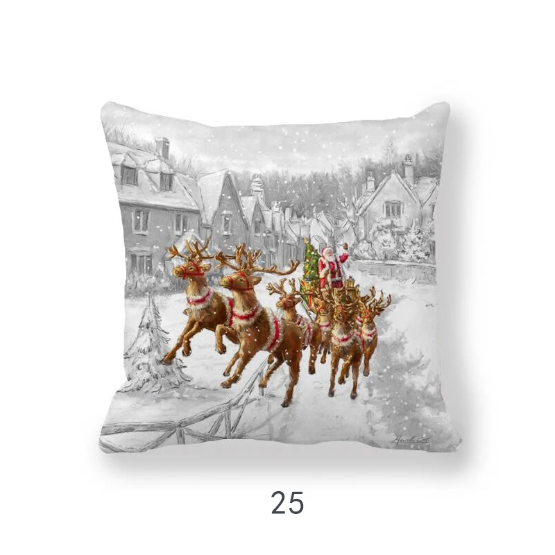 

Christmas Day Elements Series Pillowcase Breathable And Safe Fabric One-sided Pattern Peach Velvet Material Pillowcase