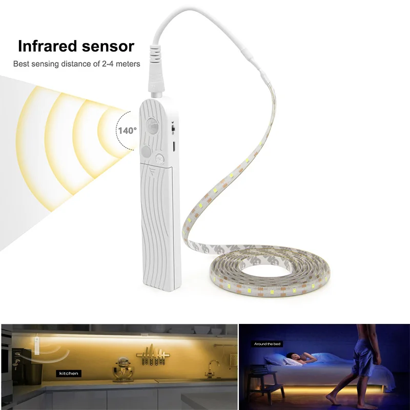 Светодиодная лента с датчиком движения светильник для шкафа под кровать