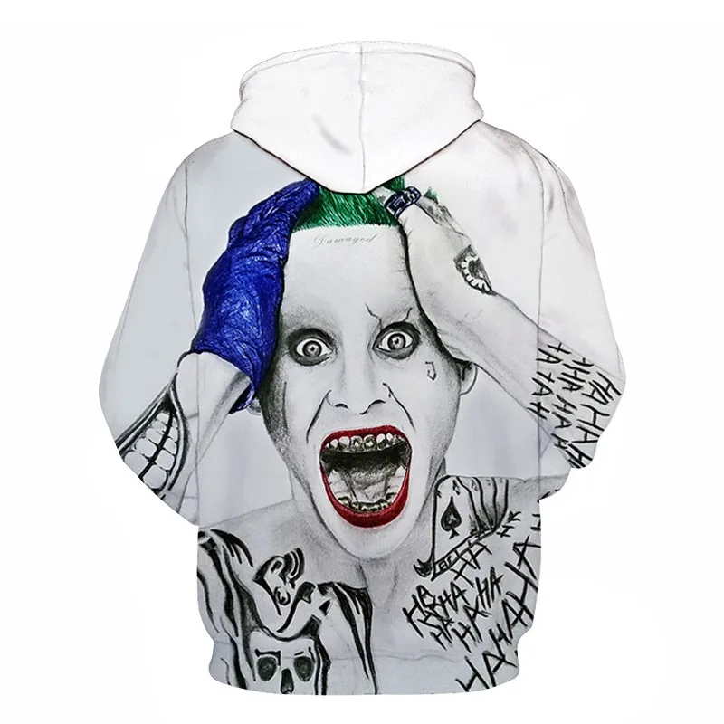 Joker Funny Hoodie Halloween Crazy Smile Pullover Long Sleeve Sweatshirt Fashion Stree Coats Cool Unisex Sportwear mens hoodies