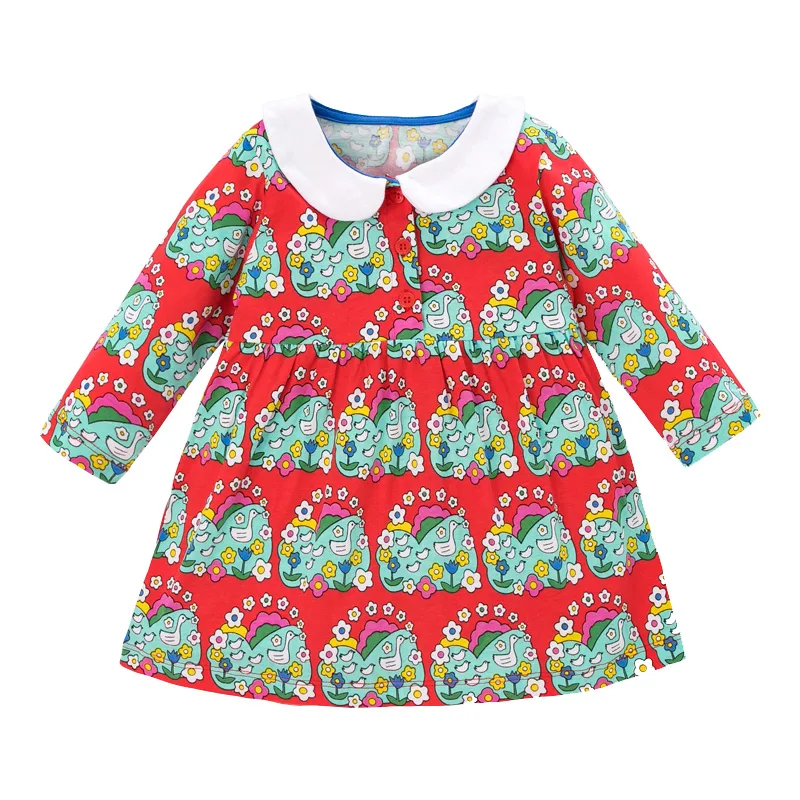 

Little maven kids girls fashion brand autumn children's dress baby girls clothes Cotton duck print toddler girl dresses S0821