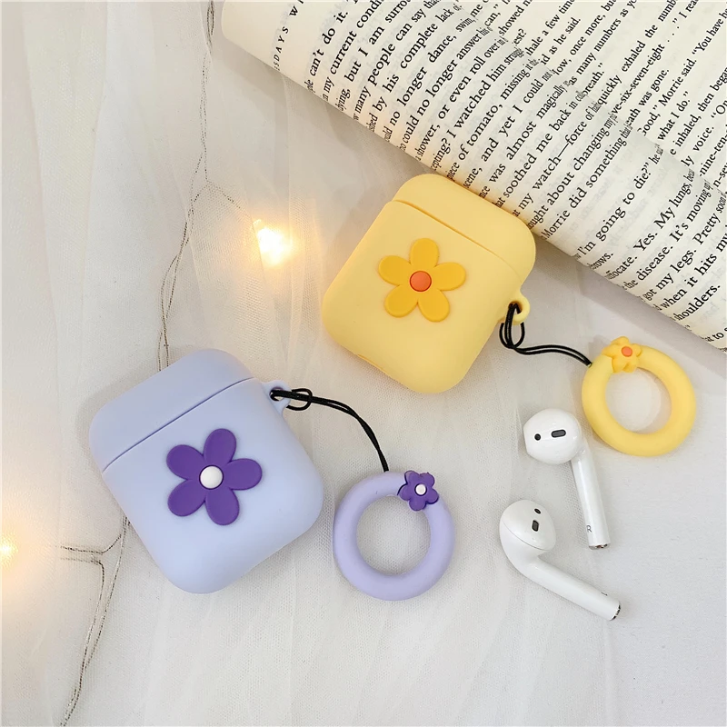 Для AirPods 2 Чехол милый мультяшный цветочный узор мягкий силиконовый чехол s для Apple