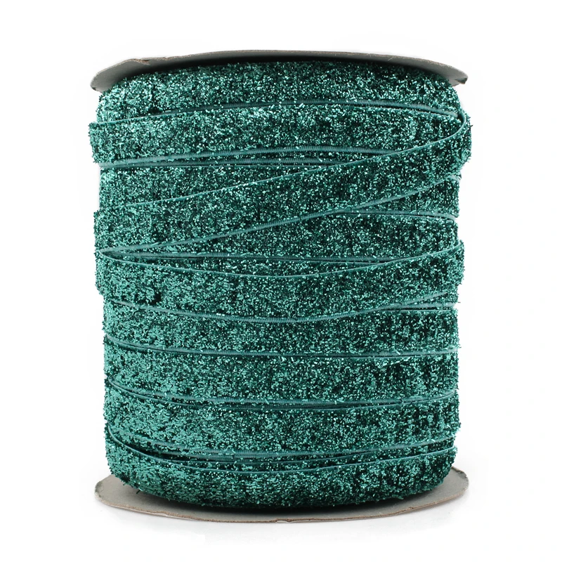 10Yards 10MM OEM Highly-flexible Elastic Glitter Velvet Ribbon Ornaments Solid Metallic Nylon Band for Girls Hair Tie Gift | Дом и сад