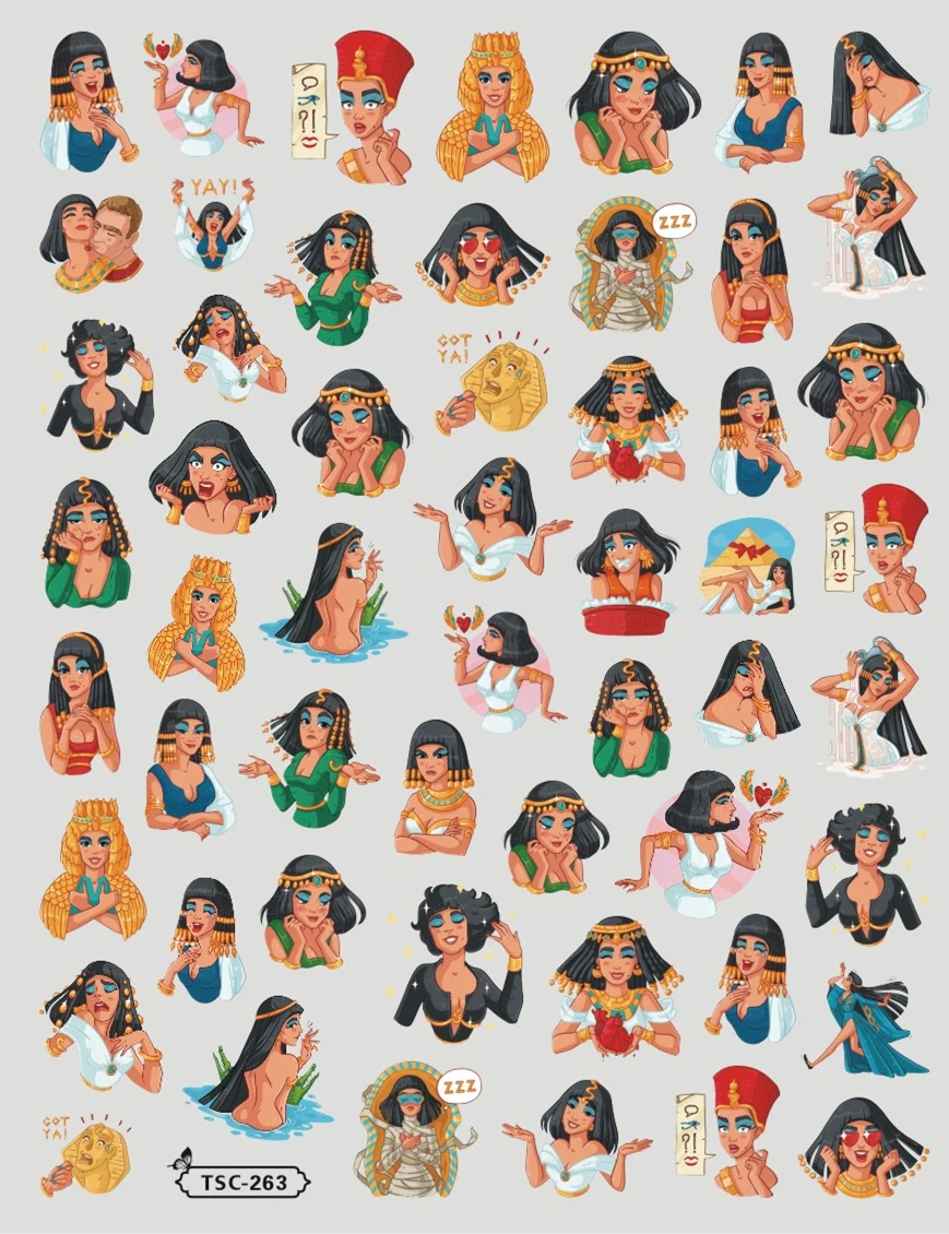 

TSC-263 Cleopatra mummy nail slider 3d nail art stickers decal template diy nail tool decorations