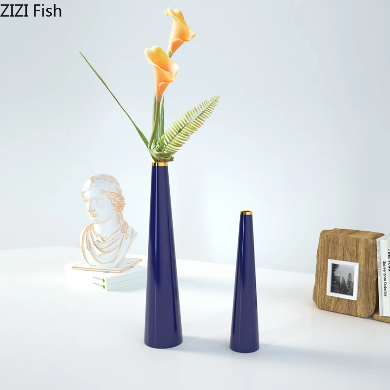 Конусная керамическая ваза украшения для цветочной композиции с золотом