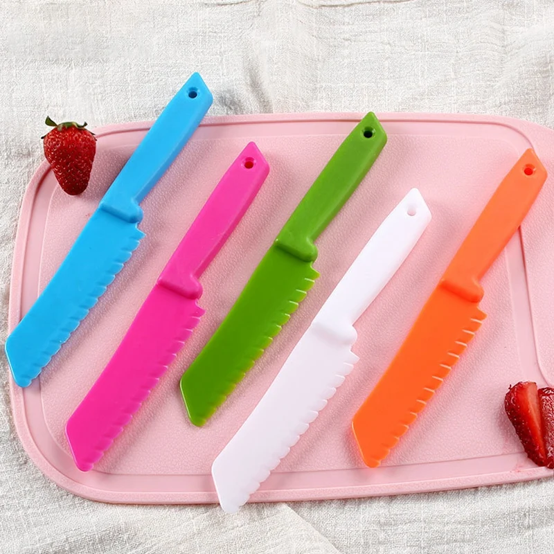 

9 Pieces Kids Cooking Set, Plastic Children's Safe Cooking Chef Knives and Cutting Board, Kids Fruit Salad Knives