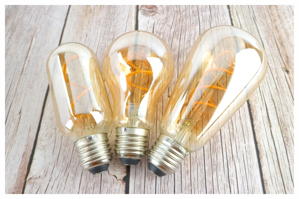 T45 ST64 G80 G95 G125 T225 Spiral Light LED Filament Bulb 4W 2200K Retro Vintage Lamps Decorative Lighting Dimmable Edison Lamp