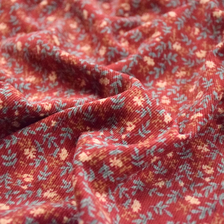 

Высококачественная Вельветовая ткань с небольшим цветочным принтом ткань осень зима платье рубашка Чонсам куртка поверхность ткань ручная работа