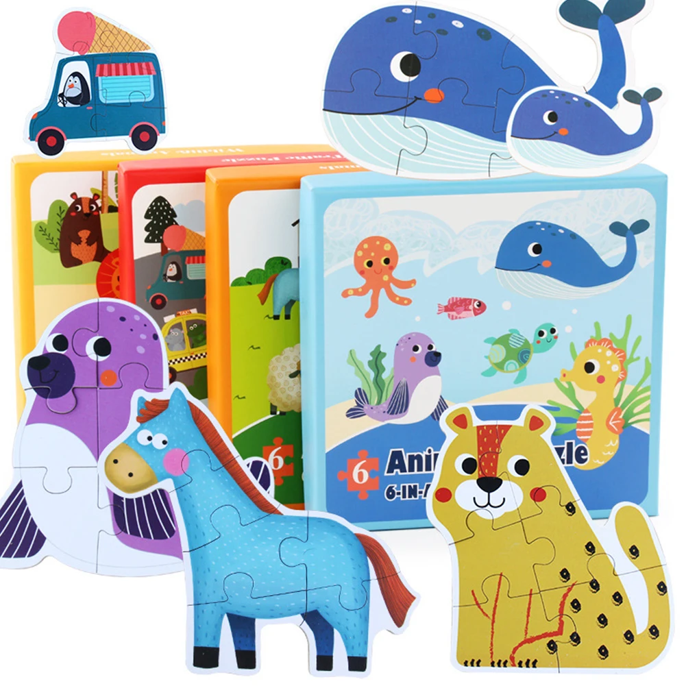 

Cartoon Intelligence Baby Wooden Kids Puzzle Jigsaw Brain Teaser Toys Kit for Children Geometric Shape Puzzles Toy