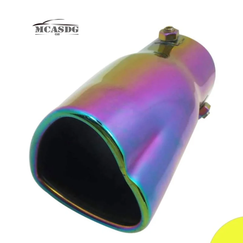 

63mm 2.5" Inlet 135mm 5.3" Long Car Heart Shape Multicolored Exhaust Muffler Tip Pipe