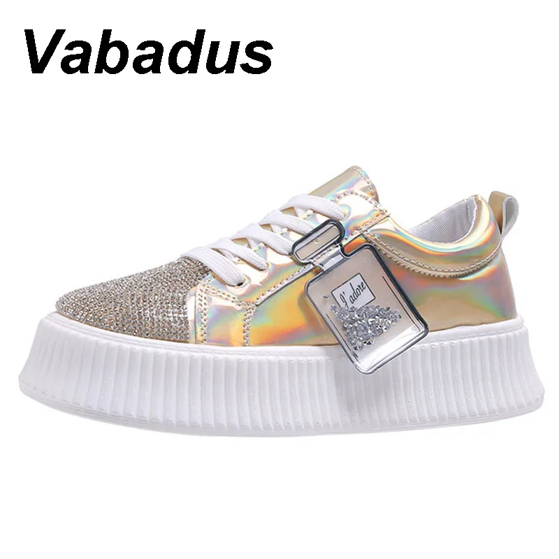 Женские лоферы со стразами Vabadus повседневные кроссовки на платформе с круглым