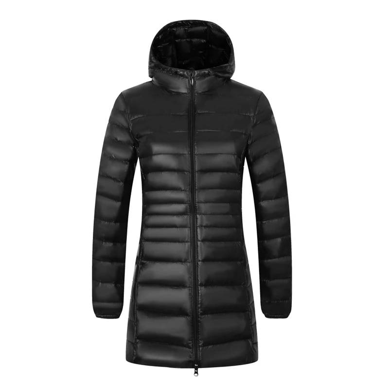 Women Winter Hooded Down Jacket UltraLight White Duck Jackets Casual Thin Coat Lady Warm Long Parkas Female Plus Size S-7XL | Женская