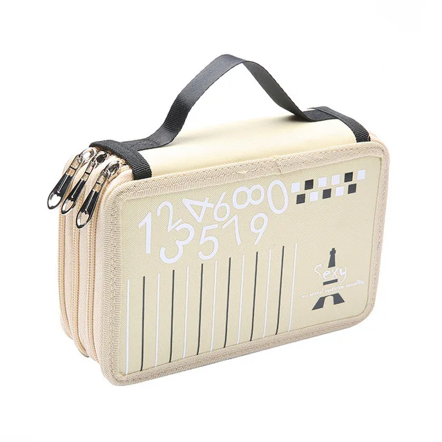 Beige Kawaii 48 отверстий школьный пенал для девочек и мальчиков ручка коробка милый большой пенал 3 слоя Большой картридж сумка канцелярские принадлежности - Цвет: Beige