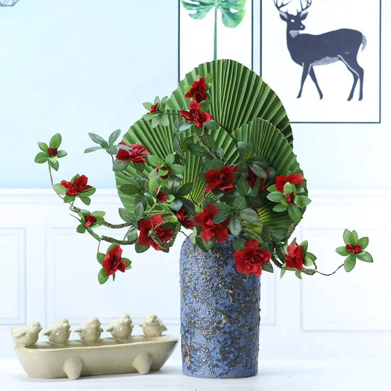 Белая красная Азалея искусственные ветки и зелень подходит для романтической