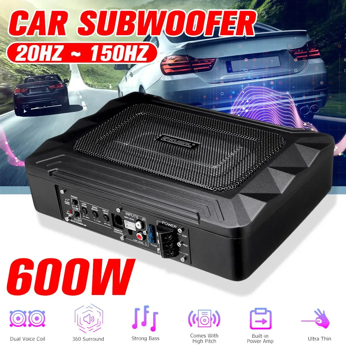 

Hot Sale 600W Active Subwoofer Audio Speaker Amplifier Built-in Power Audio Processor Auto Surround Sound Car Amplifier System