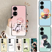 anime jujutsu kaisen phone case for huawei p50 p40 p30 p20 10 9 8 lite e pro plus black etui coque painting hoesjes comic fas