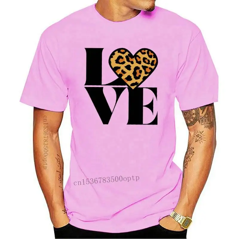 

Женские футболки с леопардовым принтом, футболка с коротким рукавом и надписью «Love», на весну и лето, 2021