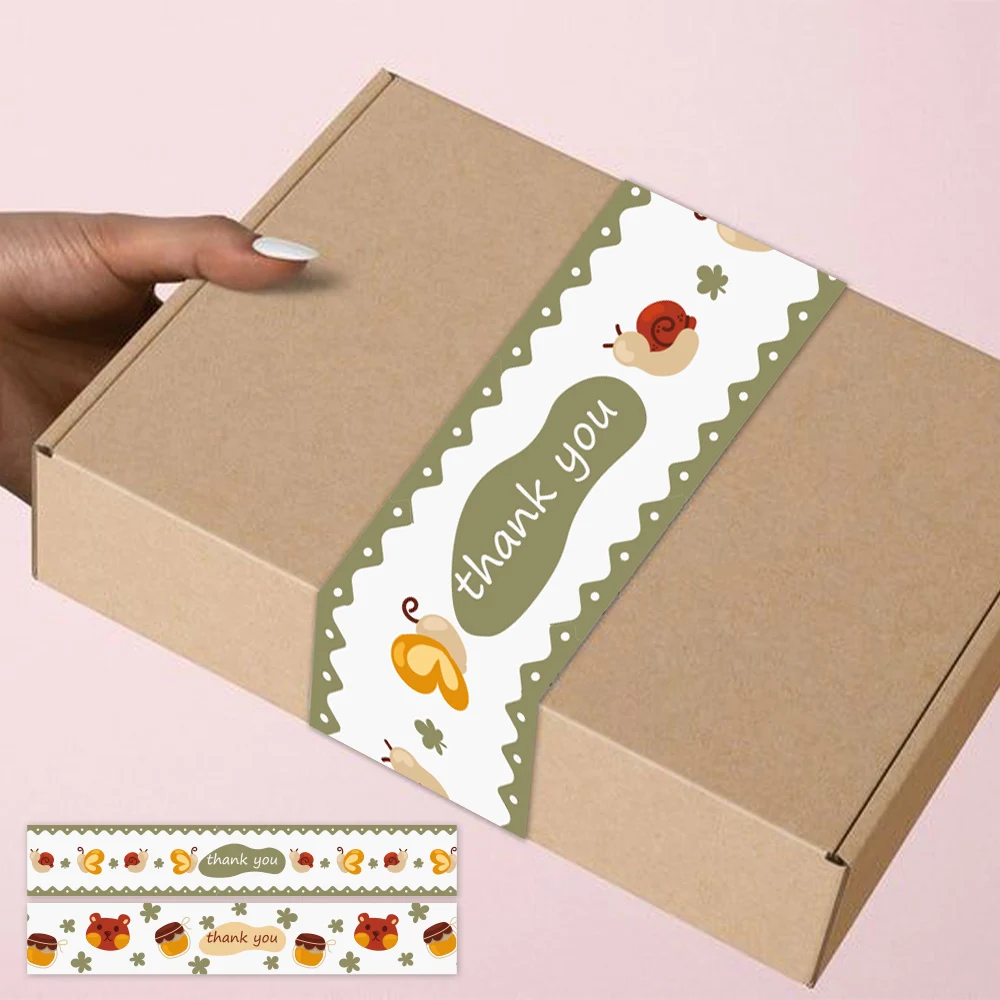 

20Pcs/Pack Thank You Stickers Seal Labels Cute Small Gift Decoration Stickers 4*25cm Long Labels Personalized Package Label