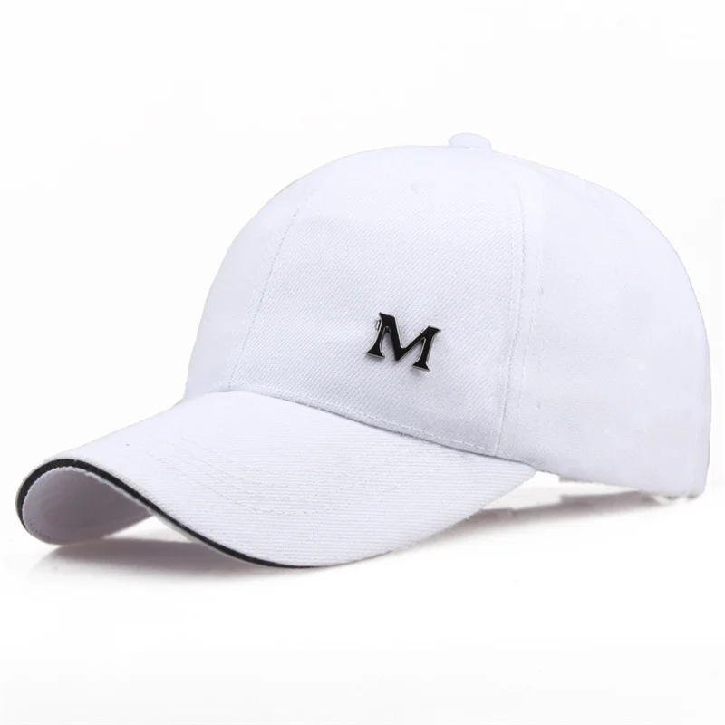 

Solid Color M Logo Baseball Cap Women Men's Snapback Hats High Quality Outdoor Sport Bonnet Dad Chapeu Female Gorras Casquette