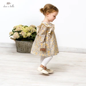 DBM17172 dave bellaмилые весенние комплекты одежды с цветочным принтом для маленьких девочек Детские модные комплекты с длинными рукавами детский костюм из 2 предметов