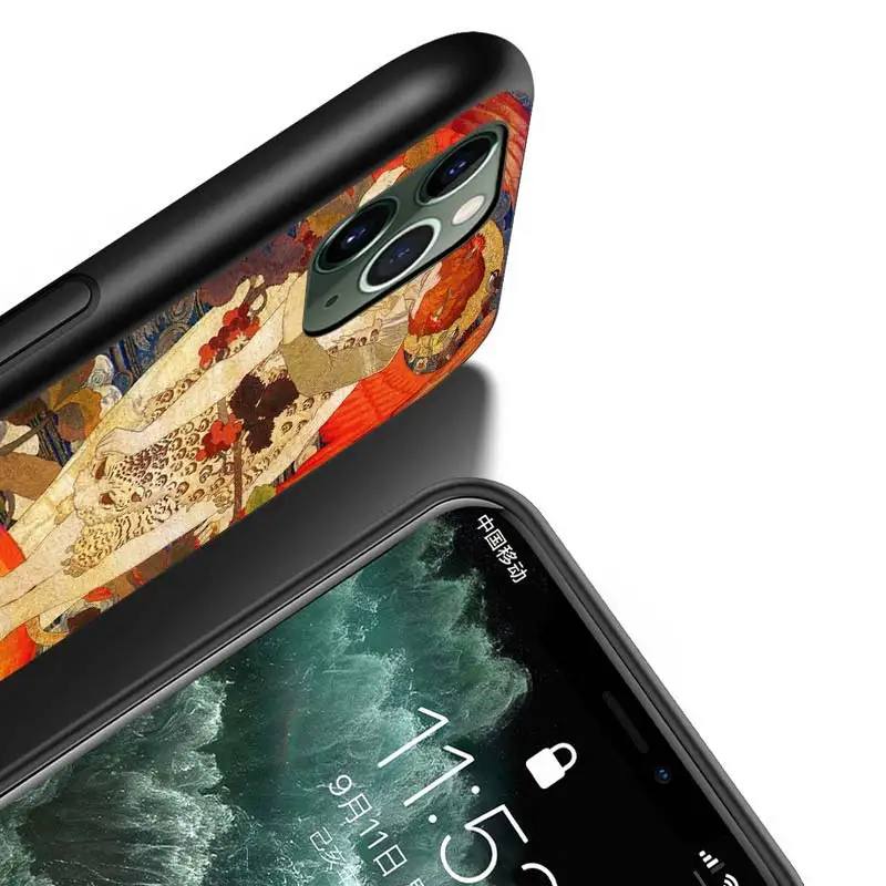 

Gustav Klimt Fashion For iPhone 12 Pro Max Mini 11 Pro XS Max X XR 6S 6 7 8 Plus 5S Bright Black Phone Case