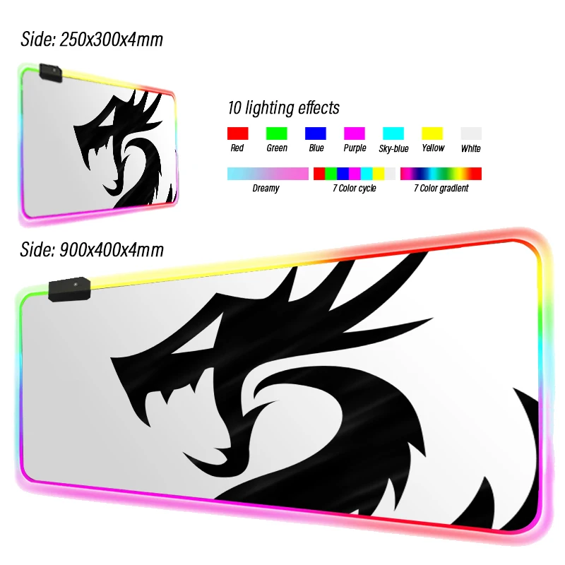 

Red Dragon RGB LED Mouse Pad Xxl Gamers Mesa Gamer Decoration Computer Gaming Accessories Backlight Mat Gloway WOW for Redragon