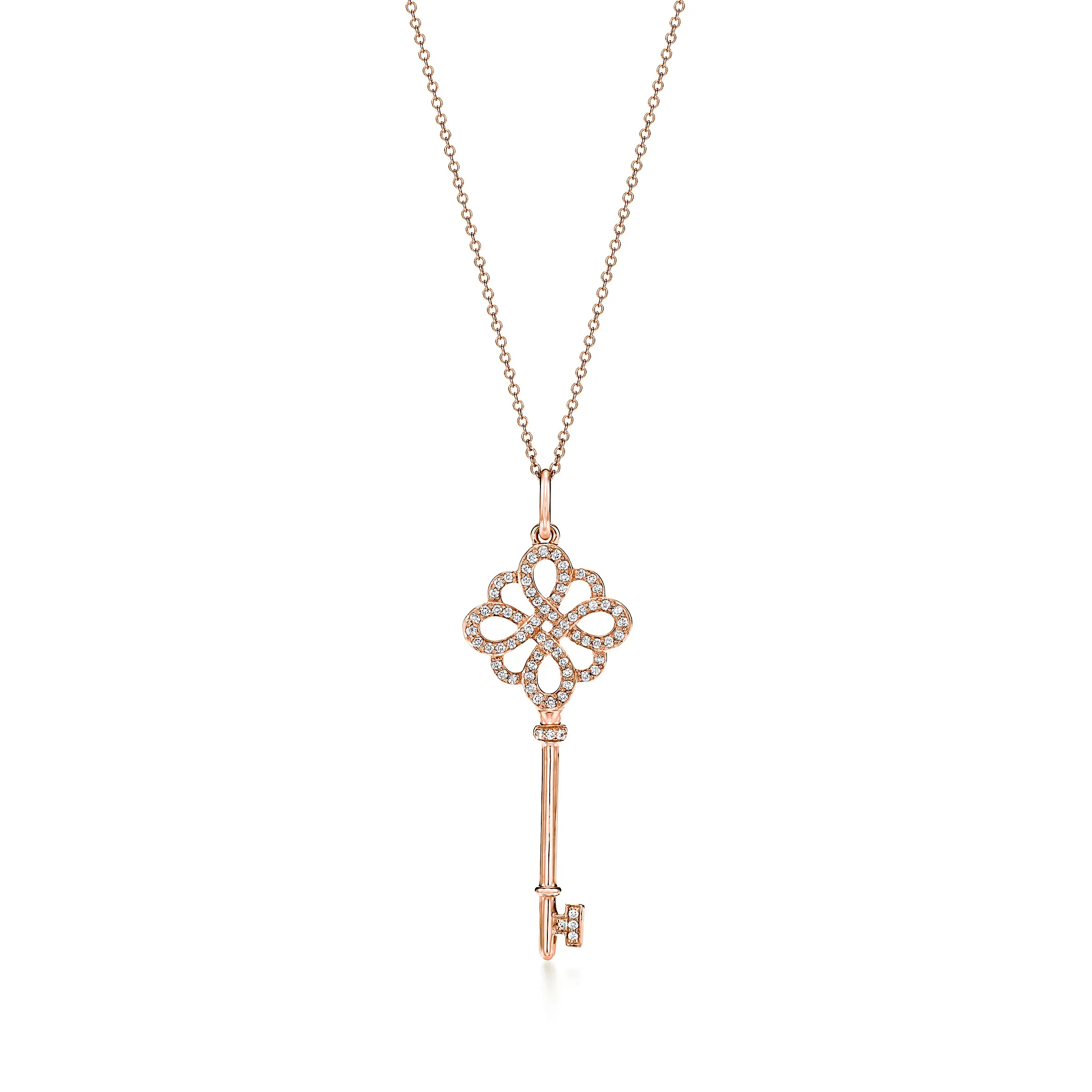 

Cool hot style tide lovers gem-set bow type key necklace