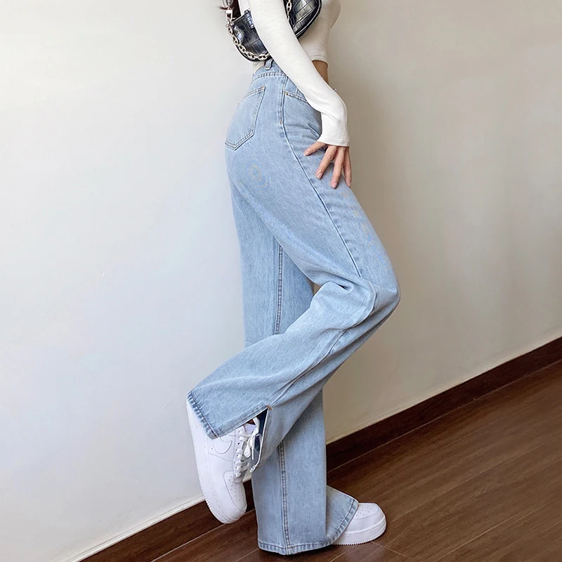 

Mom Jeans Women High Waist Baggy Straight Jean Femme Plus Size Wide Leg Trousers Fashion Loose Streetwear Washed Denim Pants