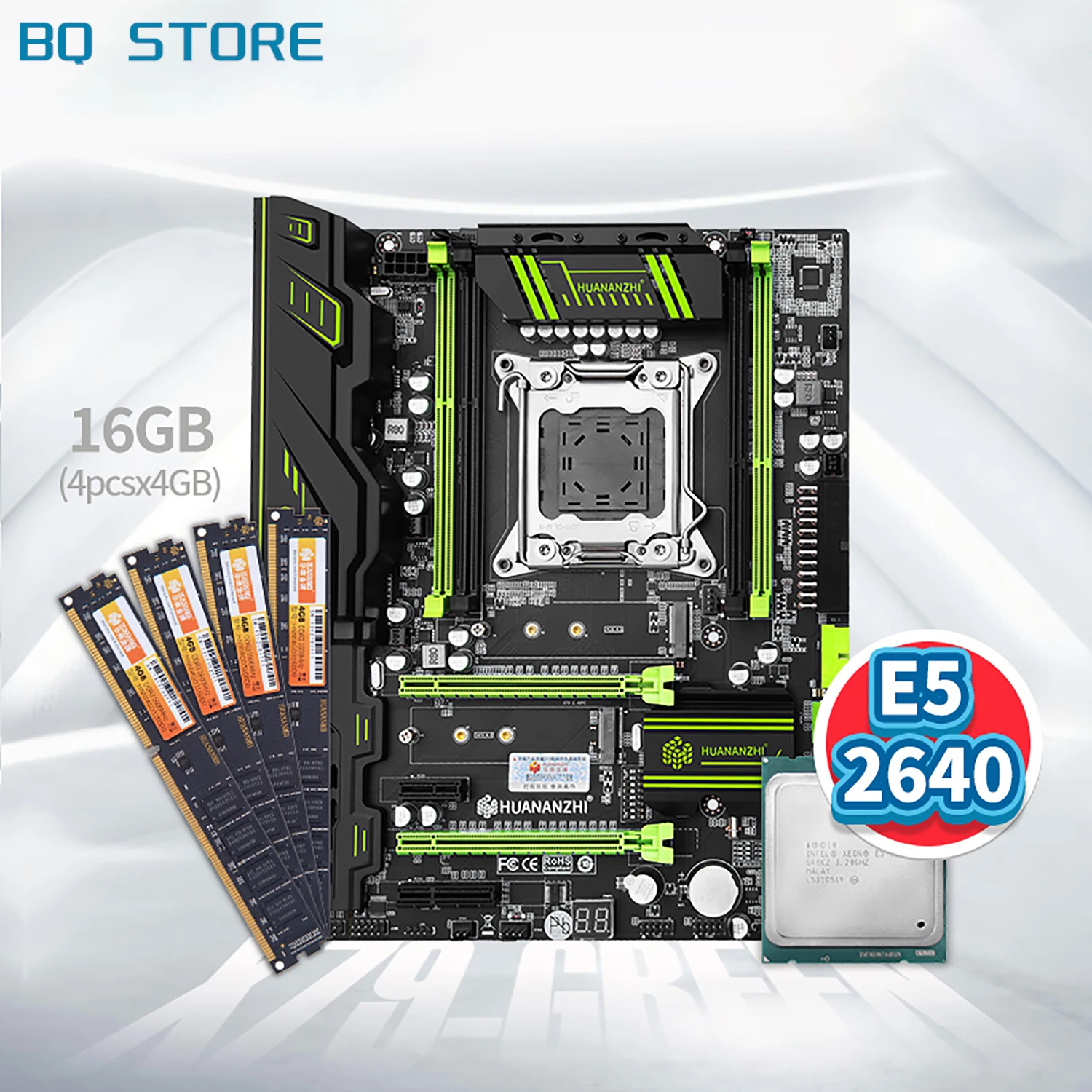 HUANANZHI X79 зеленый материнская плата с процессором Intel XEON E5 2640 4*4 Гб DDR3 NON ECC памяти