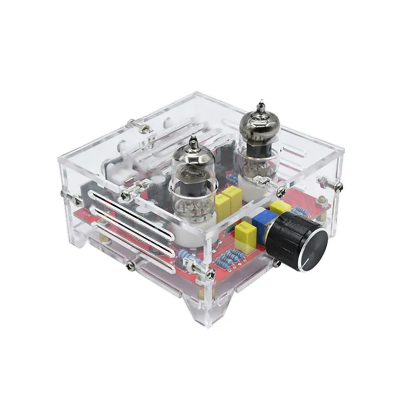 SOTAMIA 6J1 Tube Amplifier Preamp Board Hifi Stereo Dual Channel Class A Tone Volume Control Preamplifier AMP With Crystal Case |