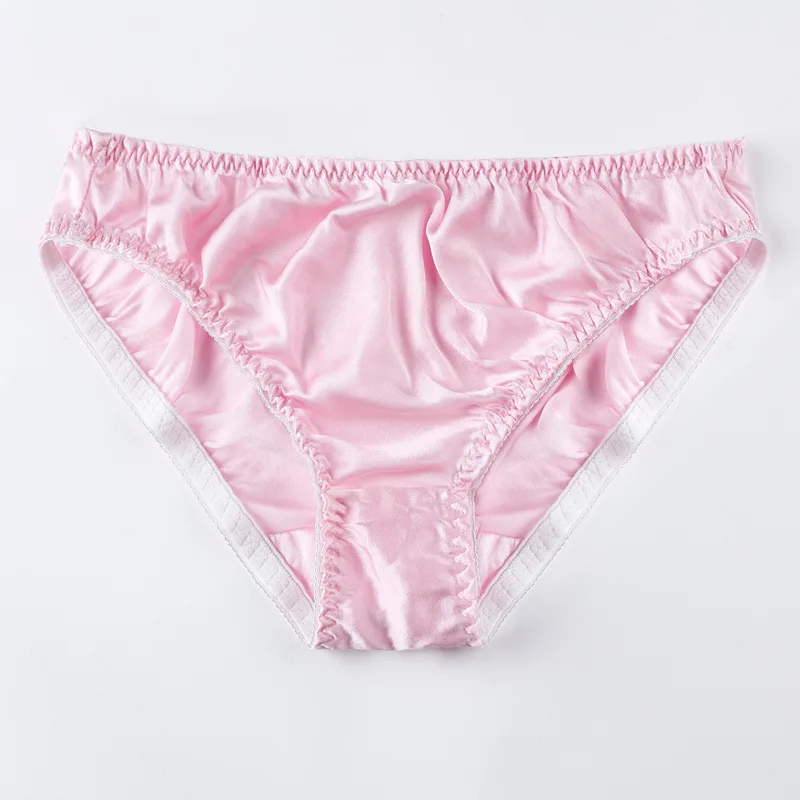 Pink Moxeay, молочное шелковое белье, трусики-стринги, женские сексуальные бесшовные атласное белье, женские дышащие трусики, полые трусы размера плюс - Цвет: Pink