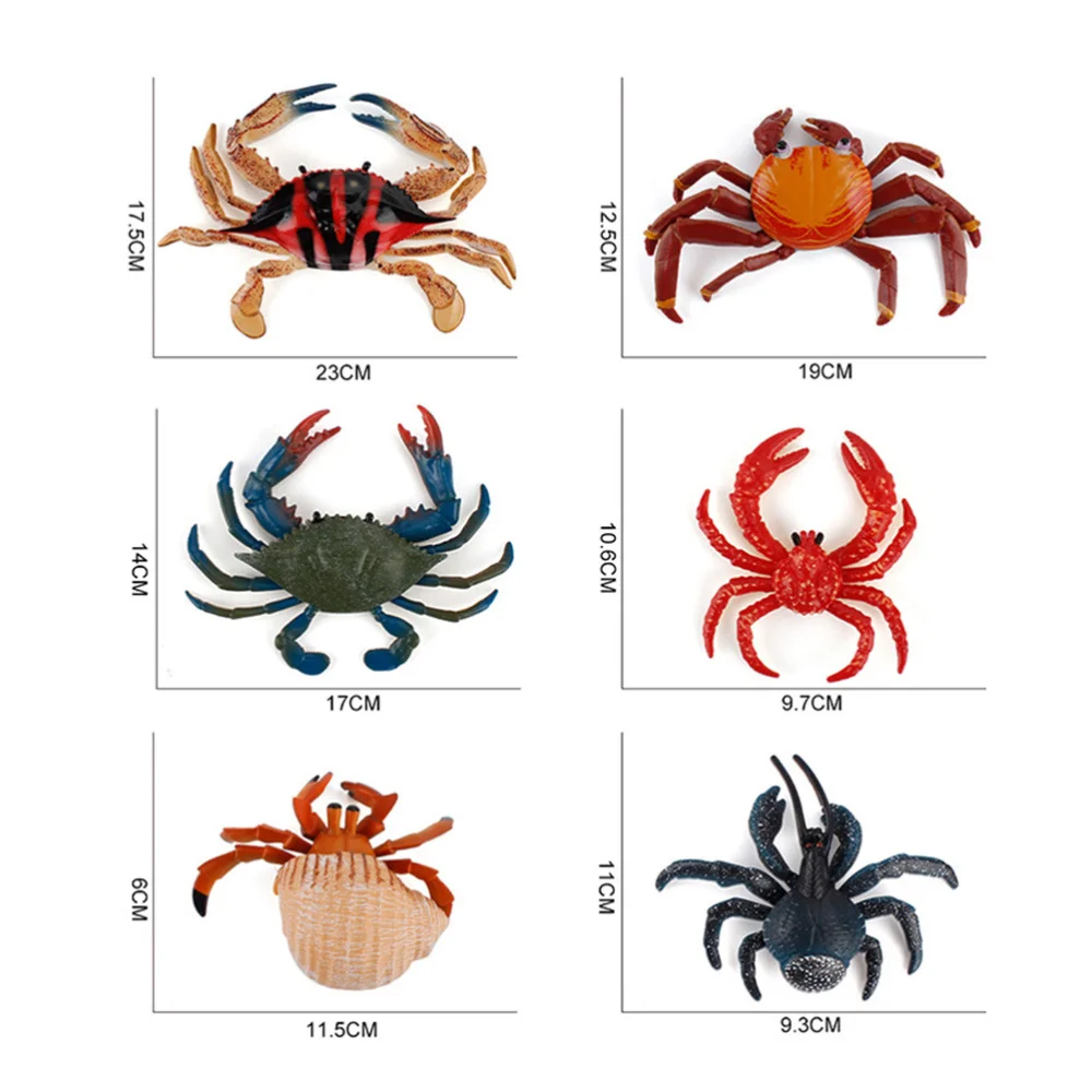 

6pcs Crab Model Marine Animals Decoration Kid's Marine Animals