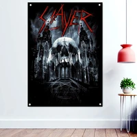 church skull art banners canvas paintings death metal artist flags wall art rock band icon posters background hanging cloth a1
