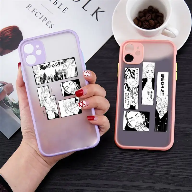 

Tokyo Avengers revengers anime Phone Case For iPhone 12 11 Mini Pro XR XS Max 7 8 Plus X Matte transparent Purple Back Cover