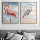 Картина маслом на холсте, Большой Синий Фламинго, птица, плакат, Современные художественные принты, настенные картины для дома, гостиной, Декор