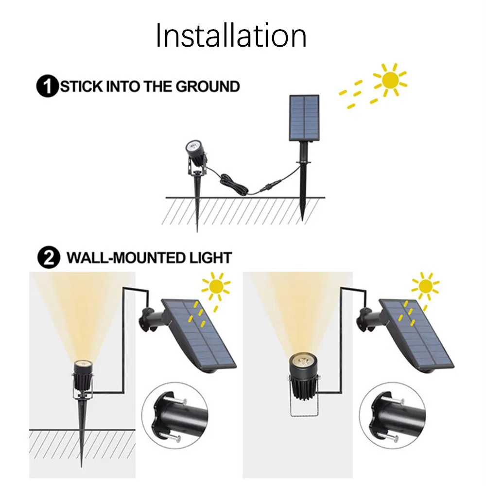 

Solar Spotlight Waterproof IP65 Solar Powered LED Landscape Soalr Lawn Lights Outdoor/Garden/Courtyard/Lawn/Backyard Lamps